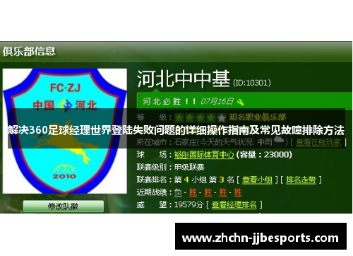 解决360足球经理世界登陆失败问题的详细操作指南及常见故障排除方法